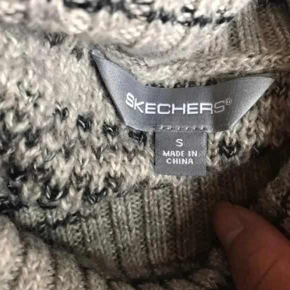 Skechers turtle neck Black Gray Knit Pullover Stretch Casual Cozy sweater Lady S - Picture 4 of 5